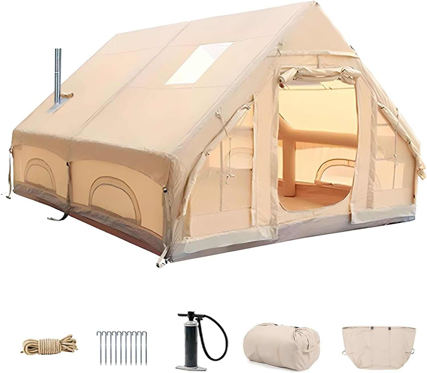 Inflatable Camping Tent showcasing large air beam tent 129 sq ft family setup