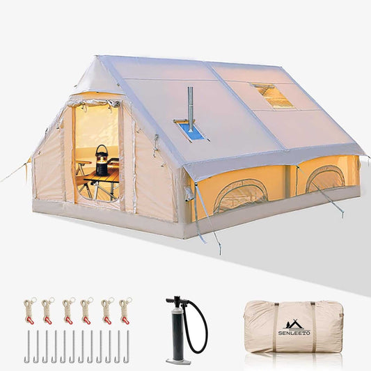 Inflatable Tent 8–10 Person with Mesh Windows & UV Block Large Air Shelter | SENLEETO