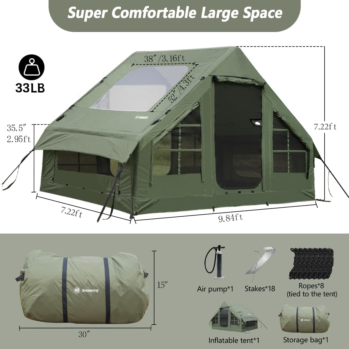 Inflatable Glamping Tent equipped with mesh doors for seamless indoor‑outdoor flow