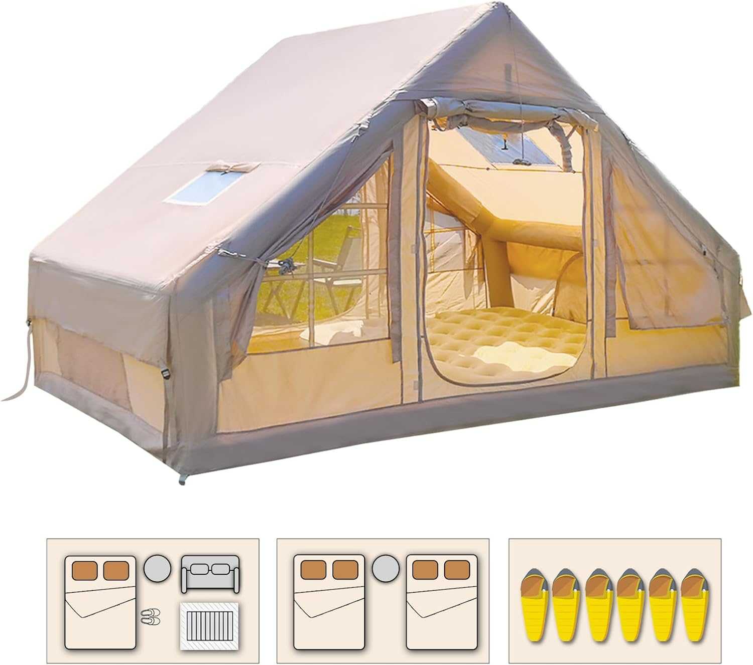 Inflatable Camping Tent ventilated inflatable tent with skylight for backyard glamping