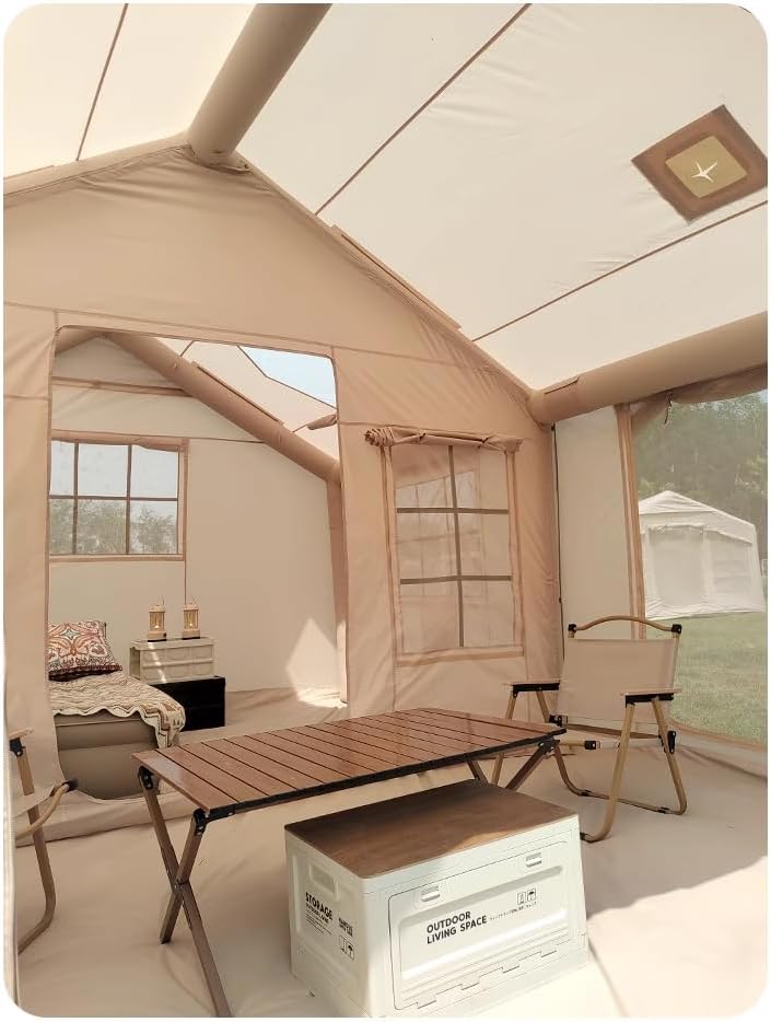 Waterproof and wind resistant large inflatable air tent for family camping