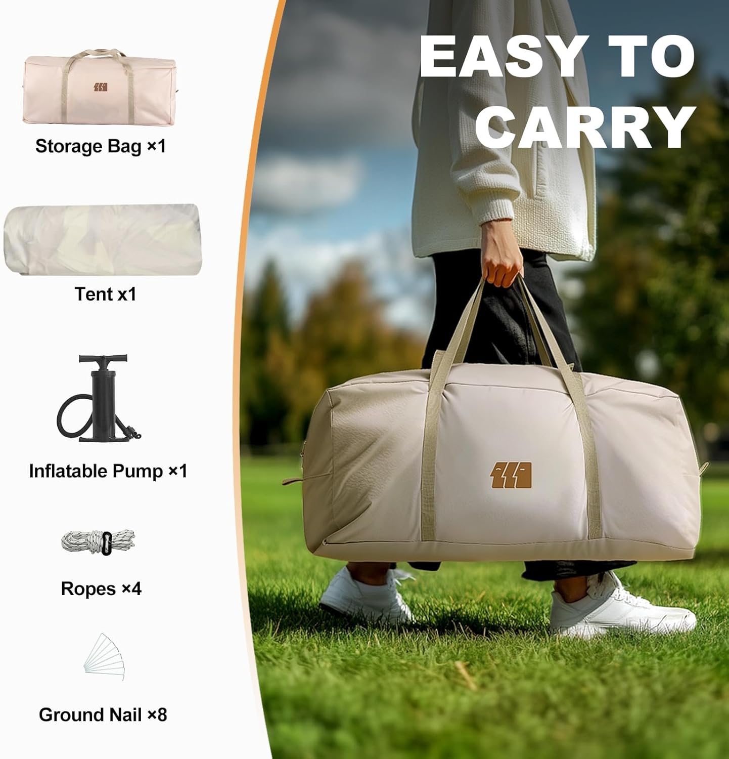 Inflatable Tent for 3–4 People with Quick Setup and Dual Skylights in backyard glamping