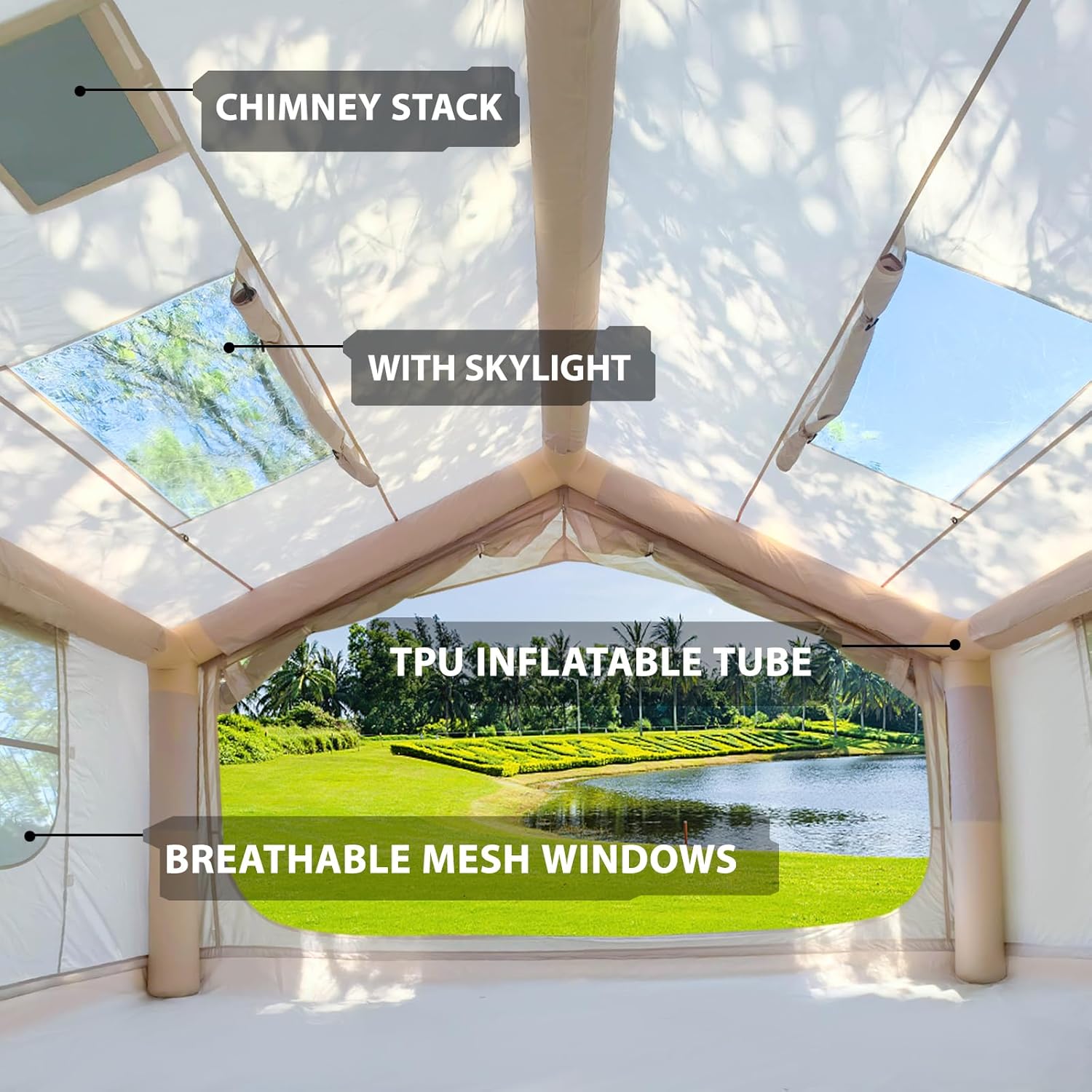 Inflatable Camping Tent for All‑Season Use in a snowy winter landscape