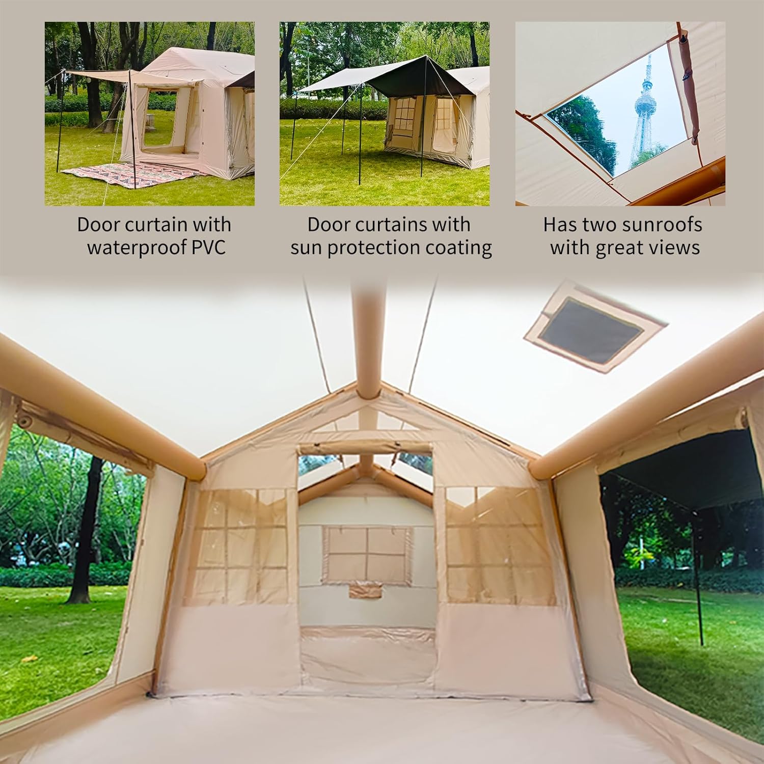 SENLEETO large inflatable air tent with TPU air columns and reinforced support