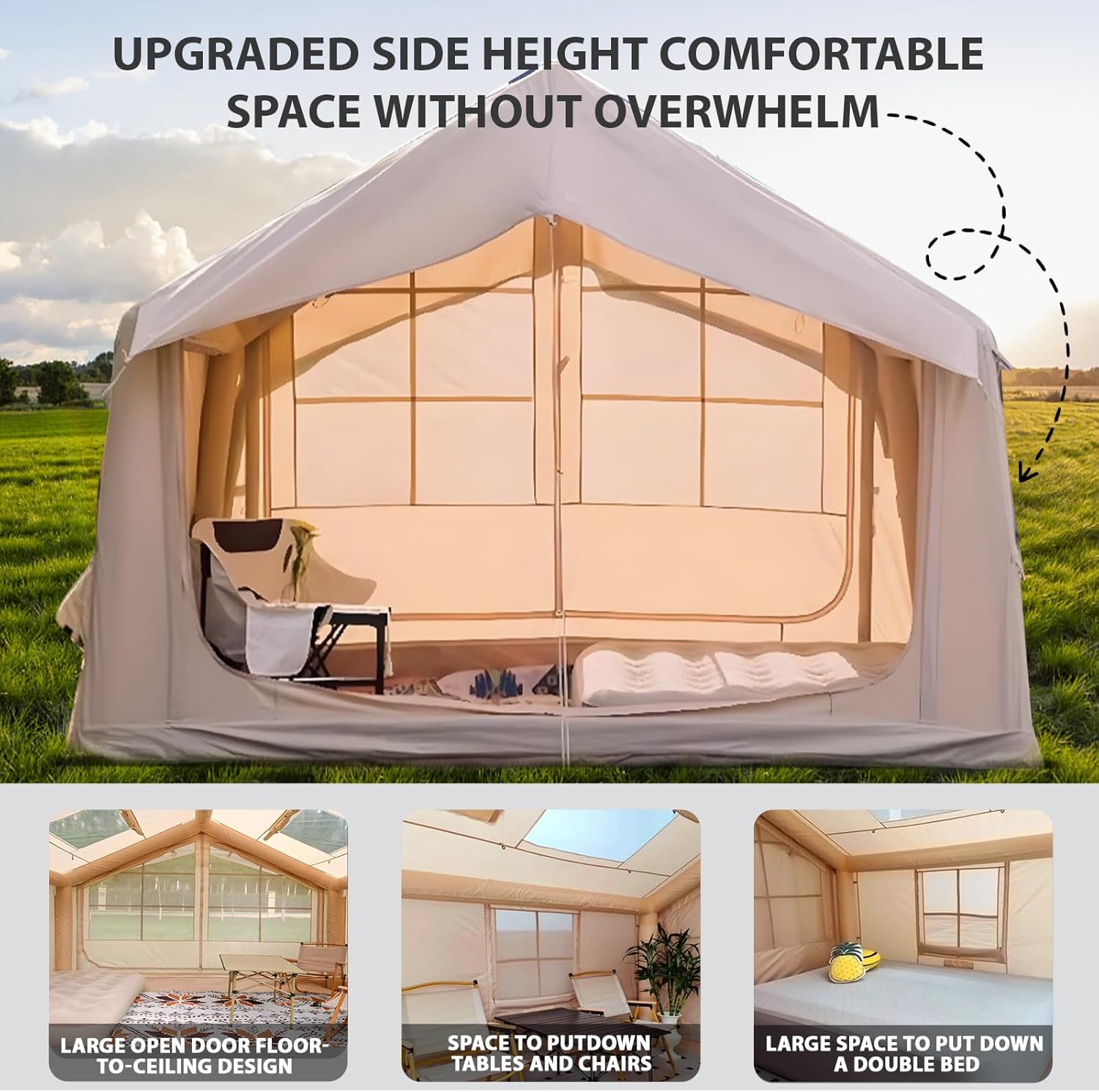 Inflatable Camping Tent 4‑Season Air Tent set up in a mountain forest clearing