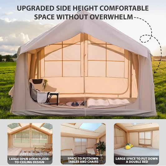 Inflatable Camping Tent 4‑Season Air Tent set up in a mountain forest clearing