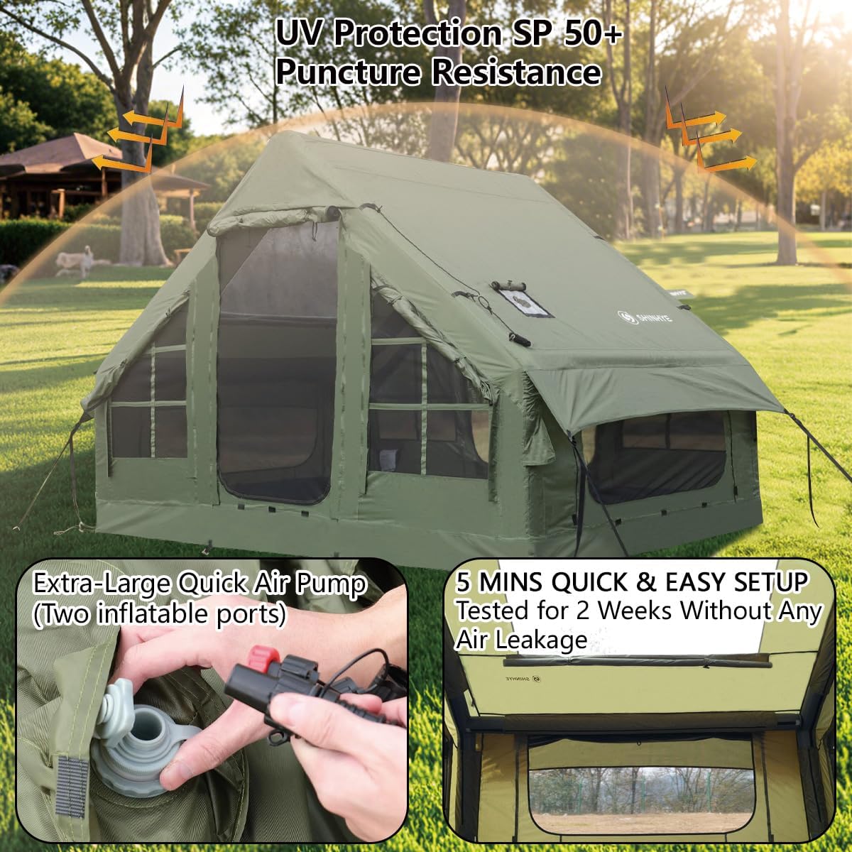 Inflatable Glamping Tent configured for 4‑6 people inflatable camping tent in backyard glamping