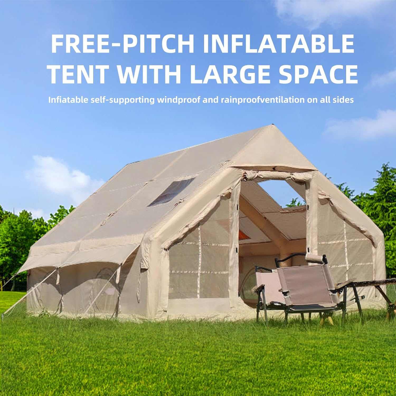 Inflatable Camping Tent with Quick Setup Glamping Tent design in a forest clearing