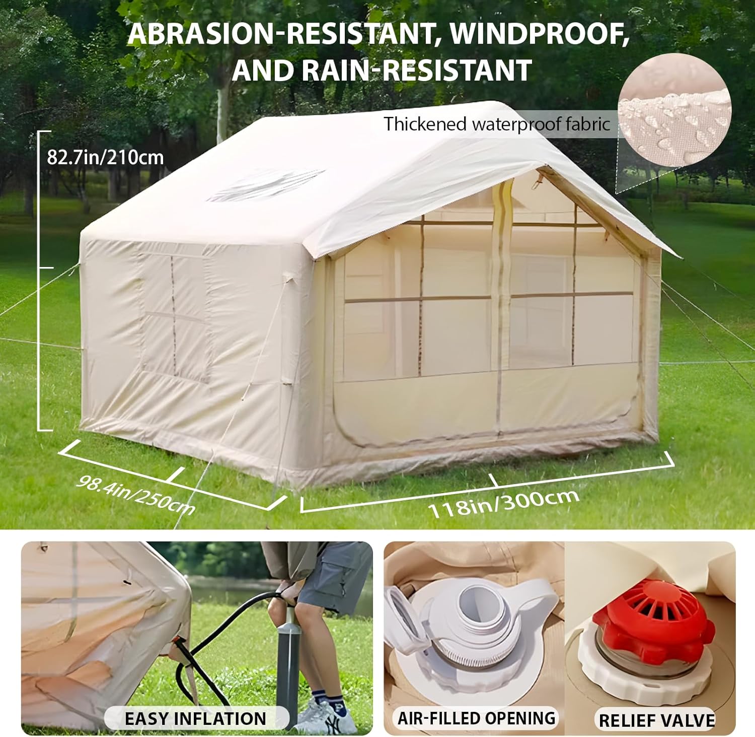Inflatable Camping Tent for 6‑8 Person inflatable tent interior with family gear layout