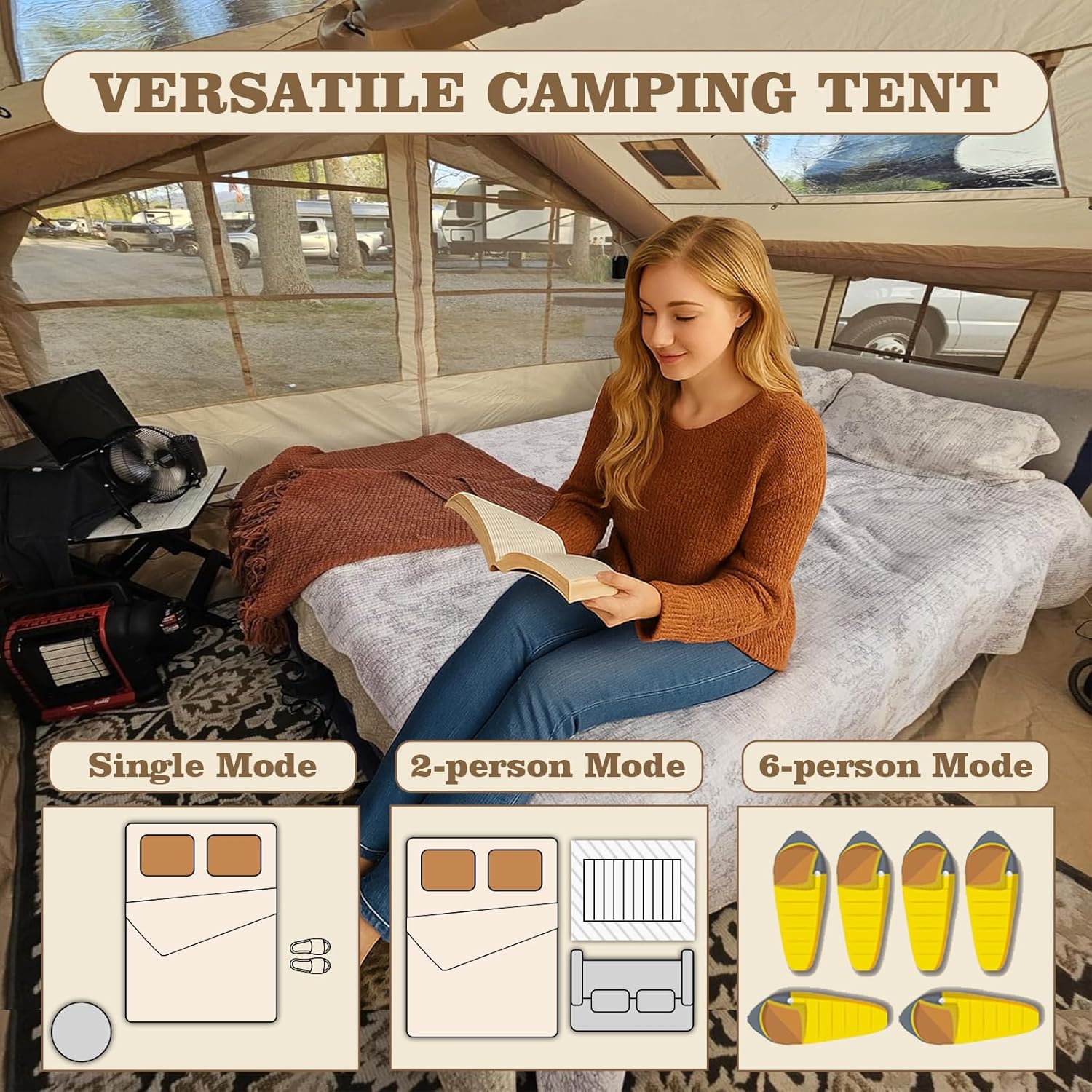Inflatable Camping Tent with Fast Setup on a rocky beach shoreline