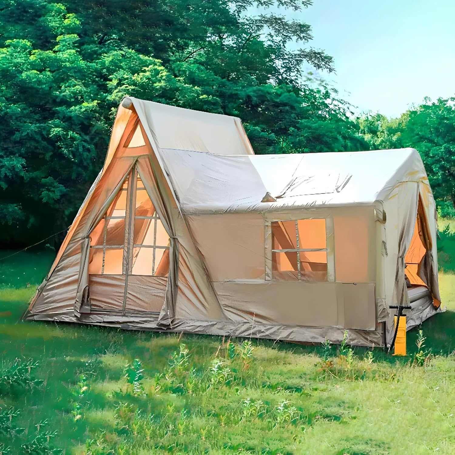 Large Blow Up Tent with double doors and multiple windows for easy access