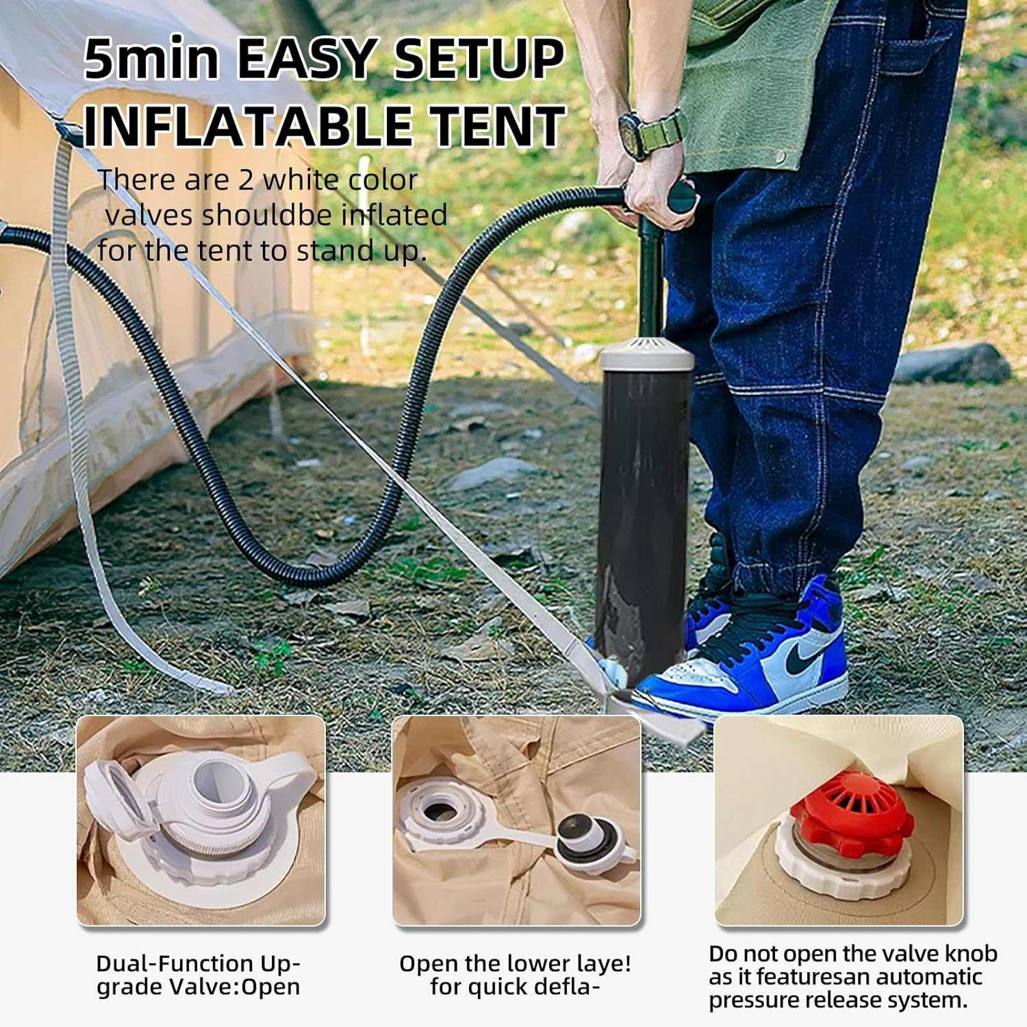 Inflatable Camping Tent with Quick Setup Glamping Tent canopy beside a riverbank