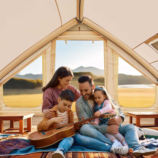 Family Inflatable Camping Tent featuring Waterproof 420D Oxford fabric for rainy weather